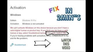 How to fix window activation error code:0x803F7001