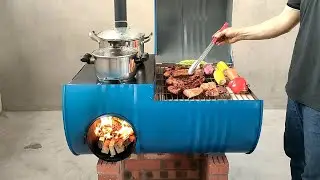 Wood stove with oven _ Ideas made from iron drums