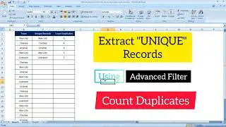 Extract unique records & count duplicate values in excel