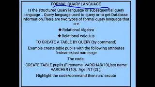 video for formal query language in Database