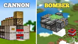 3 EASY TNT WEAPON FOR MINECRAFT BEDROCK EDITION TUTORIAL (BOMBER, CANNON & MORTAR )