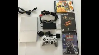 Sony PlayStation PS2 Slim Silver Complete Console System SCPH-77001 w/ Games