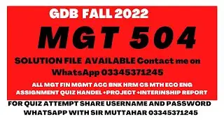 MGT 504 GDb solution fall 2022