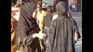 Muslim girls wearing hijabs on Oxford Street, London