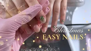 Christmas Gel Nails Overlay with Russian Manicure