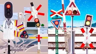 【踏切アニメ】寒冷地にヘルプに行くふみきりカンカン😂😂😂The Railroad Crossing Going to Help in a Cold Region