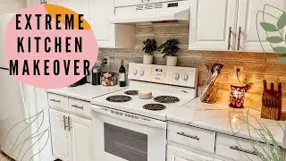 EXTREME KITCHEN MAKEOVER | APARTMENT EDITION! DIY Marble Countertops + Backsplash