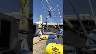 Bungee jumping on a trampoline!