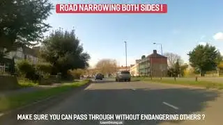 Road sign - road narrows on both sides! How to merge into the traffic? 