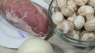 МЯСО с ГРИБАМИ в сковороде /СВИНИНА с ГРИБАМИ!!!