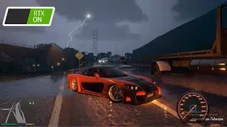 GTA 5 - driving mazda rx 7 with rain sound 4k RTX 2060 Ultra Realistic Ray Tracing Graphics Mod 2023