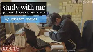 [ambient sounds] study with me live pomodoro 60min(1 hour)/10min