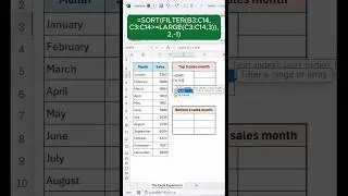 Find Top & Bottom 3 Sales Data in Excel.. #viralshorts #excelshorts