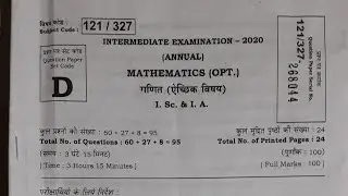 INTERMEDIATE EXAMINATION 2020 MATHEMATICS, SET CODE ( D)
