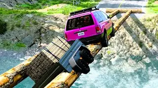 Cars vs Log Bridge #3 – Who Will Survive?! | BeamNG.drive | @CrashRig