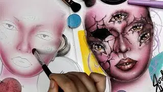 BROKEN DOLL MAKEUP | FACECHART TIME LAPSE DRAWING