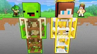 Mikey POOR vs JJ GOD Statue Base Minecraft Battle