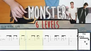 6 levels of difficulty | Monster | Shawn Mendes & Justin Bieber | Fingerstyle Guitar Tabs and Chords