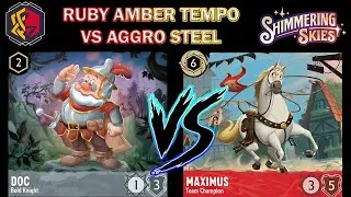 🟣🔘 AMETHYST STEEL DOC AGGRO -VS- AMBER RUBY MAXIMUS GASTON - Disney Lorcana Set 5 Gameplay