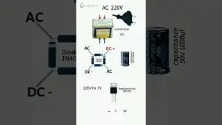 230V AC to 5V DC by using IC7805 #electrical  #pcb #basicelectrical #switchboard #transformer