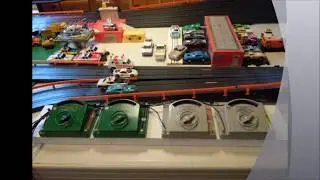 Aurora Controllers hooked up to a 4-Lane Tomy AFX Race Track
