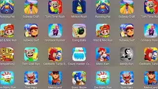 Tom Hero,Mario Kart,Vlad & Niki Run,Minion Rush,Subway Suft,Sonic Boom,Count Master 3D,Temple Run 2