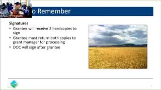 Sustainable Agricultural Lands Conservation Program Incoming Grantee Workshop
