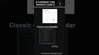 Classic Cool Calendar 😍 || HTML CSS JS || #shorts #htmlcss #coding