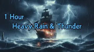 1 Hour of Heavy Rain and Thunder on a Creaking Wooden Ship at Night