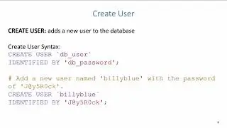 SQL DCL: Creating Schemas and Users