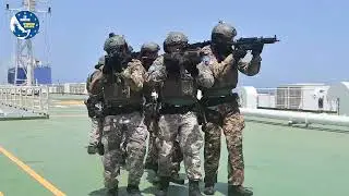 Counter-piracy exercise: EUNAVFOR flagship ITS DE LA PENNE, with ITS GRANDE TORINO of Grimaldi Lines
