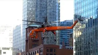 Helicopter Lift Job in Downtown Chicago - Erickson Air-Crane Sikorsky S-64 [N237AC] [01.13.2018]