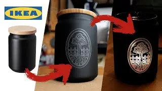 IKEA LASER INSPIRATION mit edlem Lichteffekt | Eklatera Glas Dose mit Lasurfarbe (PU) graviert