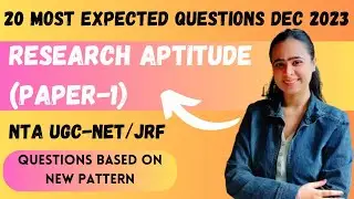 Research Aptitude *MOST IMPORTANT QUESTIONS* for NTA UGC-NET JRF DECEMBER 2023 #jrf2023