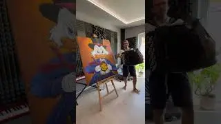 I'm finishing up a new painting... get a glimpse 🦆🎩😁 #ducktales #artwork  #donaldduck #accordion