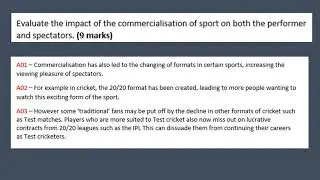 Edexcel Commercialisation 9 Marker