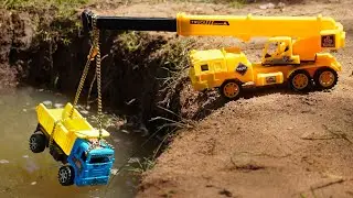 Scania Tipper Accident River Pulling Out Crane ? Mini Tractor 🚚🚜 Tractor Video 