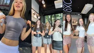 Girl Fashion try on skirts and tops for shop