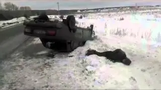 На Тюменском тракте пьяный водитель улетел в кювет