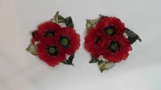 РЕЗИНОЧКИ С МАКАМИ ИЗ ШЁЛКОВЫХ ЛЕНТ
