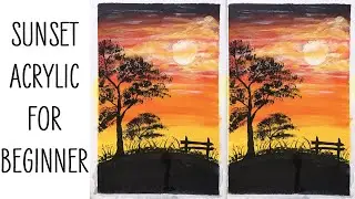 Sunset acrylic painting | Easy acrylic painting for beginners step by step #1