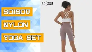 SOISOU Nylon Yoga Set Gym Two Piece Sets Womens Bra Top Women Cycling Shorts Sport Fitness Sportswea