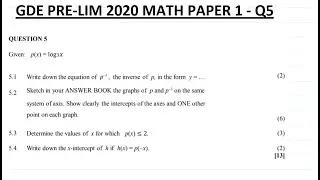 GDE GRADE 12 MATH PRELIM 2020 Q5