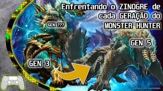Enfrentando o ZINOGRE em TODAS AS GERAÇÕES de MONSTER HUNTER -   do MH3U até o MHWorld