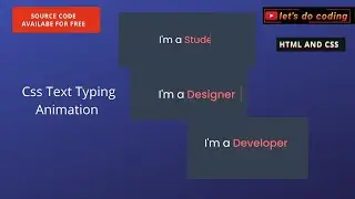 Text Typing Animation Using Only Html And css || Lets do coding
