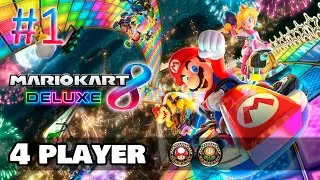 Mario Kart 8 Deluxe - Parte 1 - Tela Dividida(Split-Screen) 4 Player Local [ PT-BR ] Grand Prix