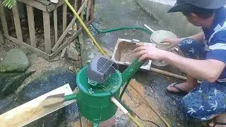 máquina para separar Ouro da terra e cascalho feita com sucatas