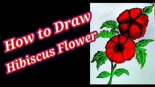 How to Draw  Hibiscus flower drawing🌺#drawing #art #creative Linu#hibiscusflower