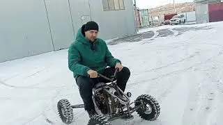 Электро-квадроцикл 4х4, по снегу.