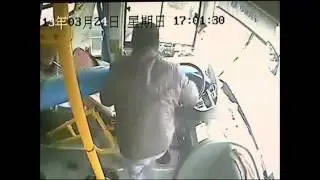Dramatic Video Captures Lamppost Smashing Through Bus Windscreen in China